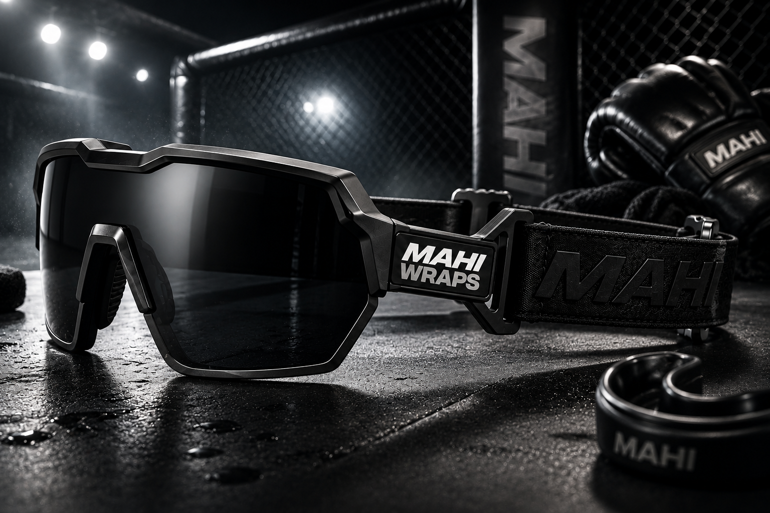 MAHI WRAPS — performance eyewear with secure head-strap system. Concept 02.