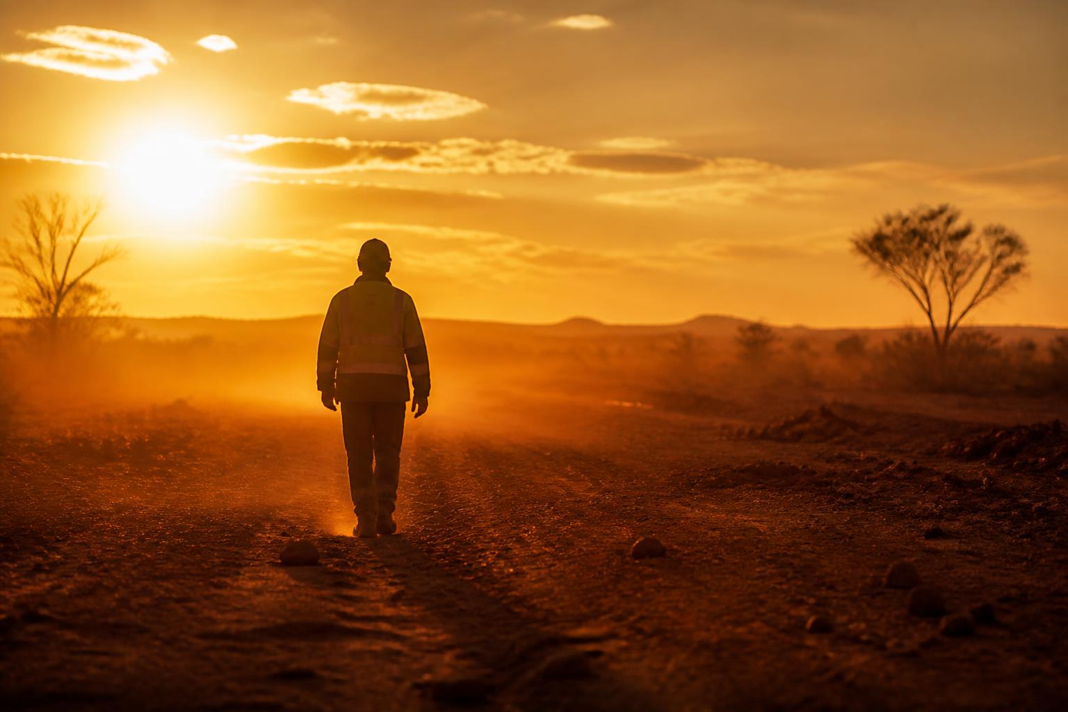 Worker at sunrise